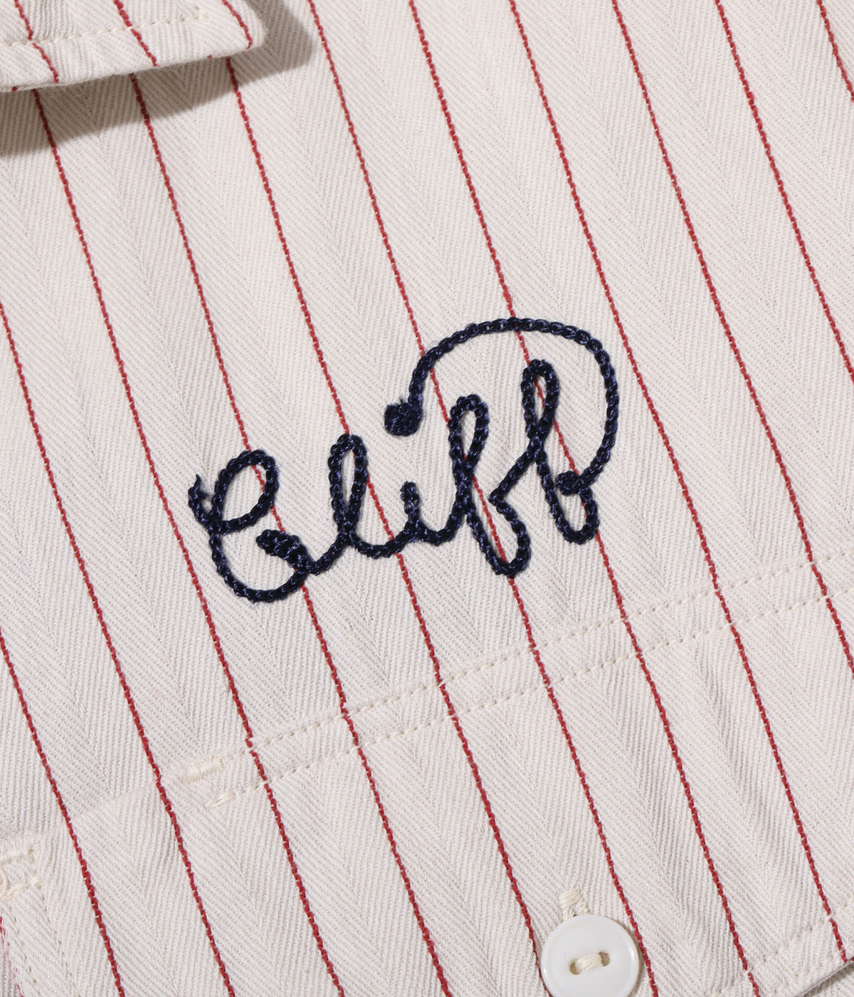 Lot No. SC39305 / COKE STRIPE WORK SHIRT with EMBROIDERED (SHORT SLEEVE)