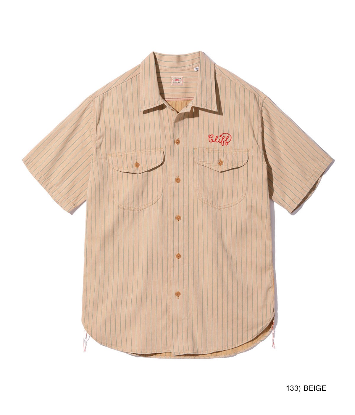 Lot No. SC39305 / COKE STRIPE WORK SHIRT with EMBROIDERED (SHORT SLEEVE)