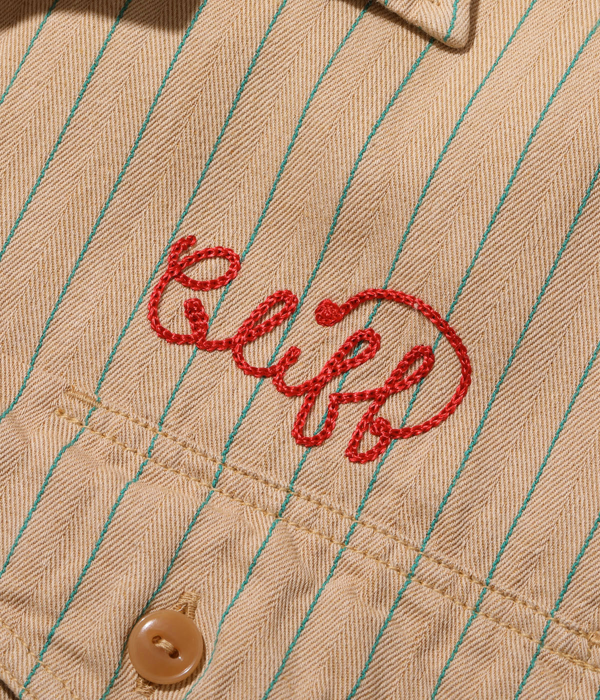 Lot No. SC39305 / COKE STRIPE WORK SHIRT with EMBROIDERED (SHORT SLEEVE)