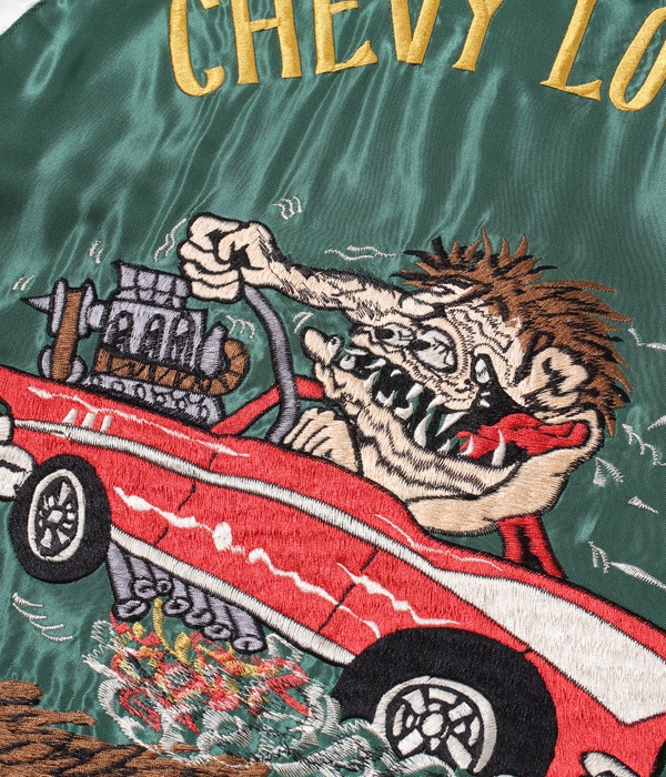Lot No. TT15052-119 / Mid 1950s Style Acetate Souvenir Jacket ��TIGER HEAD�� �� ��CHEVY LOVER��
