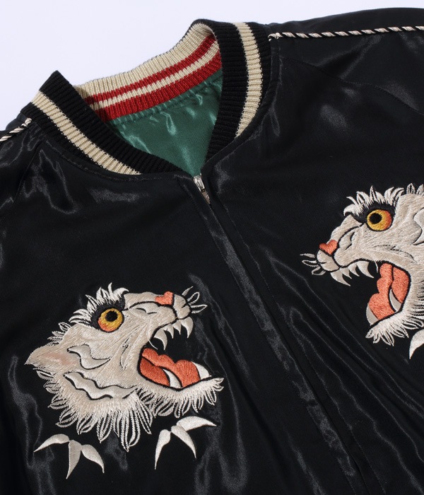 Lot No. TT15052-119 / Mid 1950s Style Acetate Souvenir Jacket ��TIGER HEAD�� �� ��CHEVY LOVER��