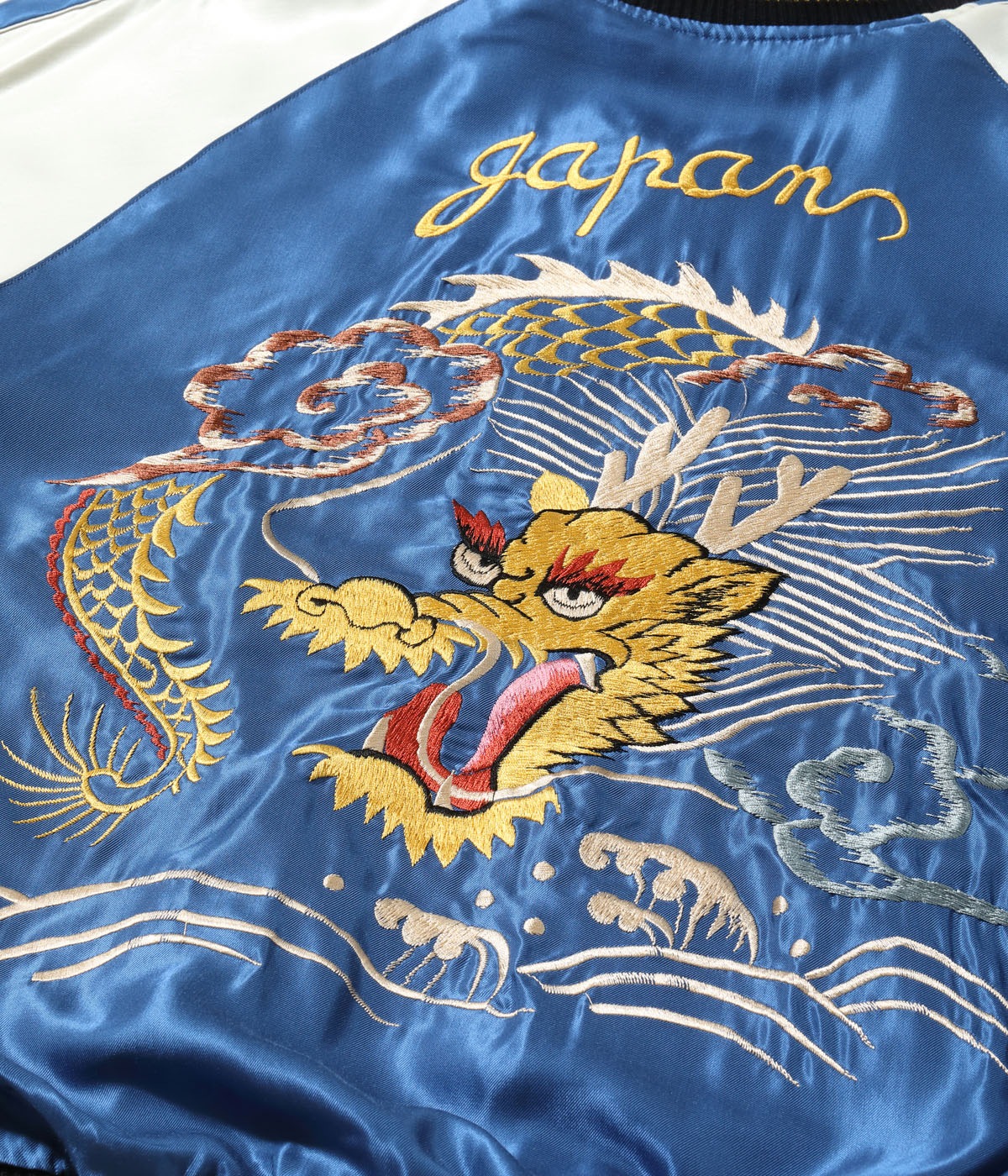 Lot No. TT15790-119 / Mid 1950s Style Acetate Souvenir Jacket ��WHITE TIGER�� �� ��GOLD DRAGON��