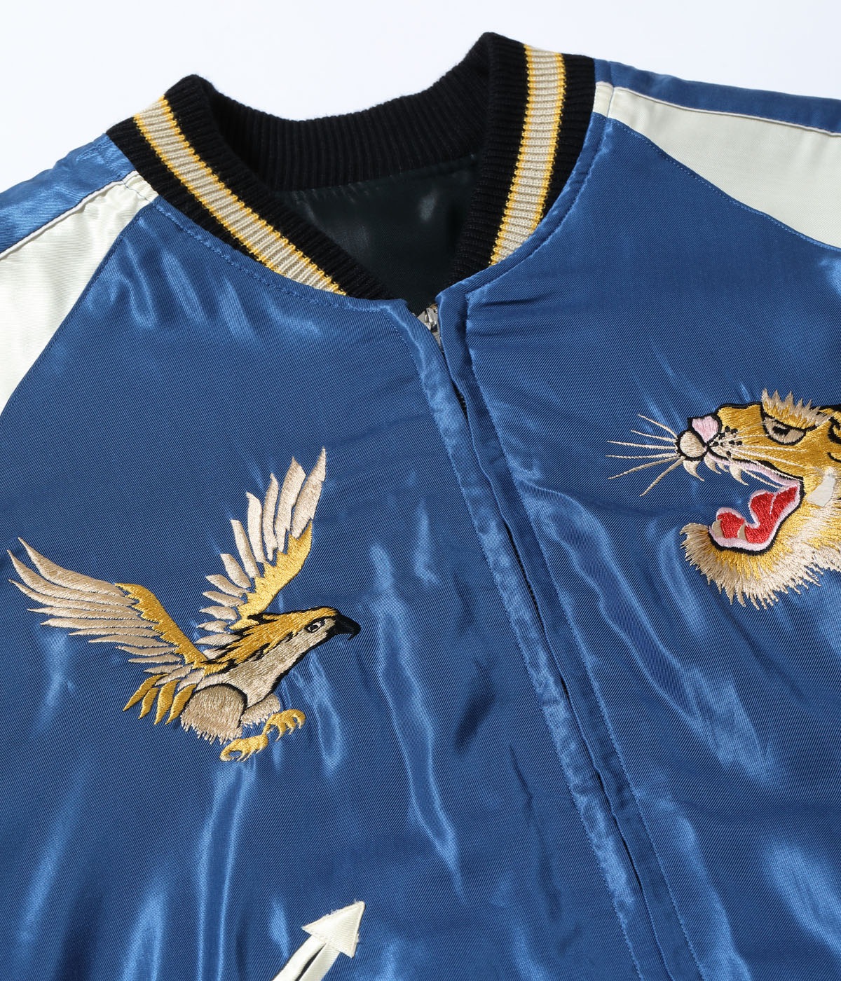 Lot No. TT15790-119 / Mid 1950s Style Acetate Souvenir Jacket ��WHITE TIGER�� �� ��GOLD DRAGON��
