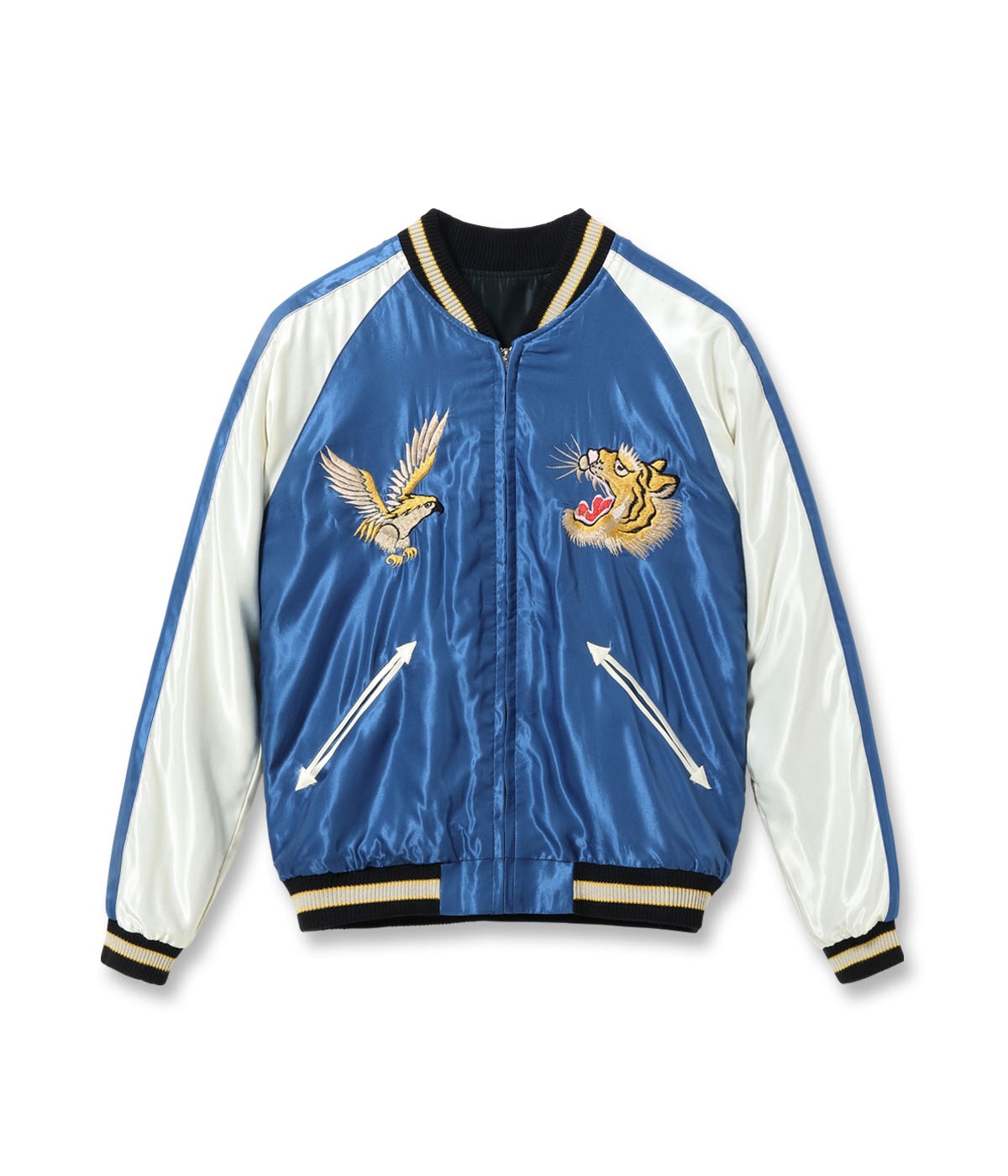 Lot No. TT15790-119 / Mid 1950s Style Acetate Souvenir Jacket ��WHITE TIGER�� �� ��GOLD DRAGON��