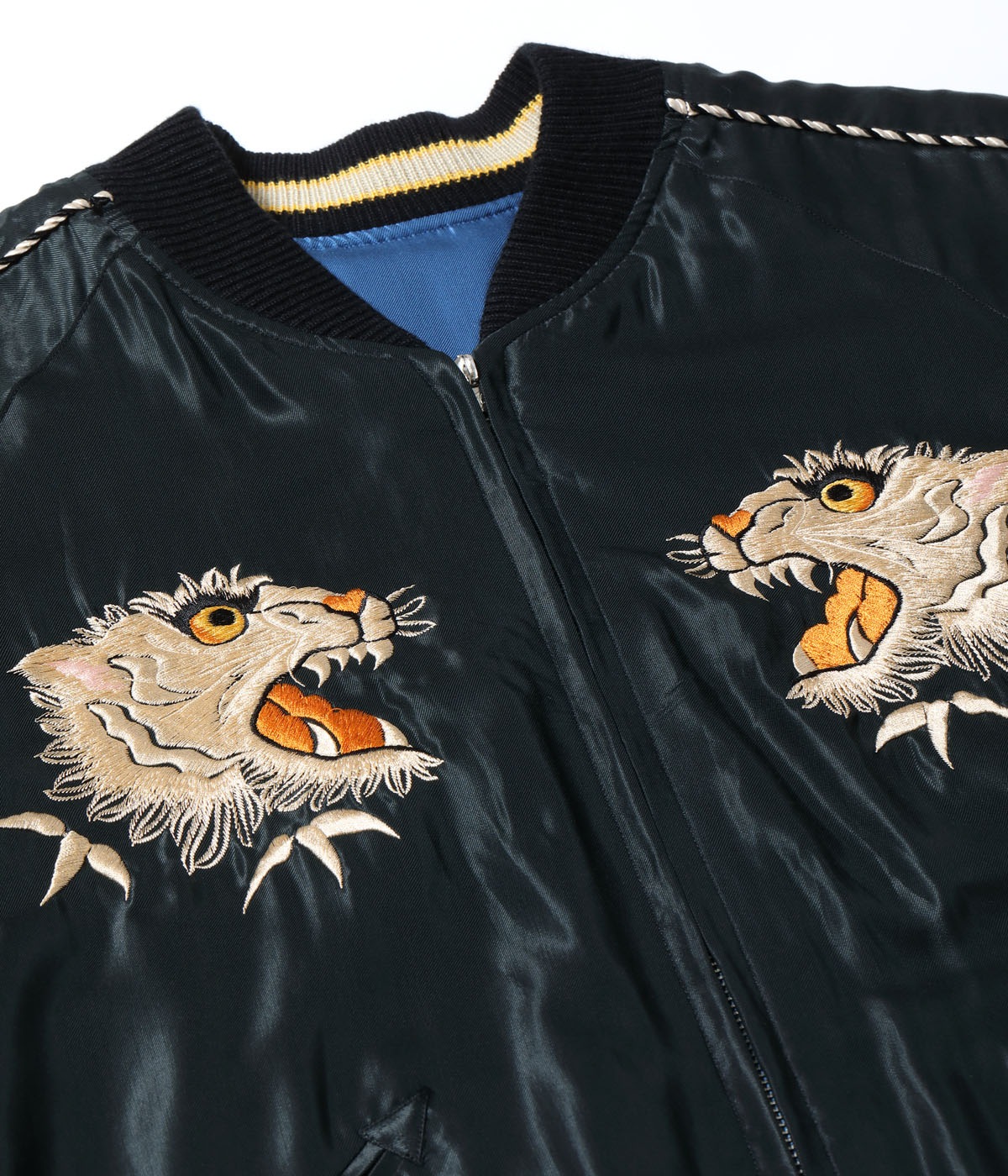 Lot No. TT15790-119 / Mid 1950s Style Acetate Souvenir Jacket ��WHITE TIGER�� �� ��GOLD DRAGON��
