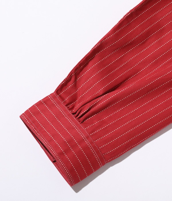 Lot No. SC28340 / FICTION ROMANCE 8.5oz. RED WABASH STRIPE WORK SHIRT (LONG SLEEVE)