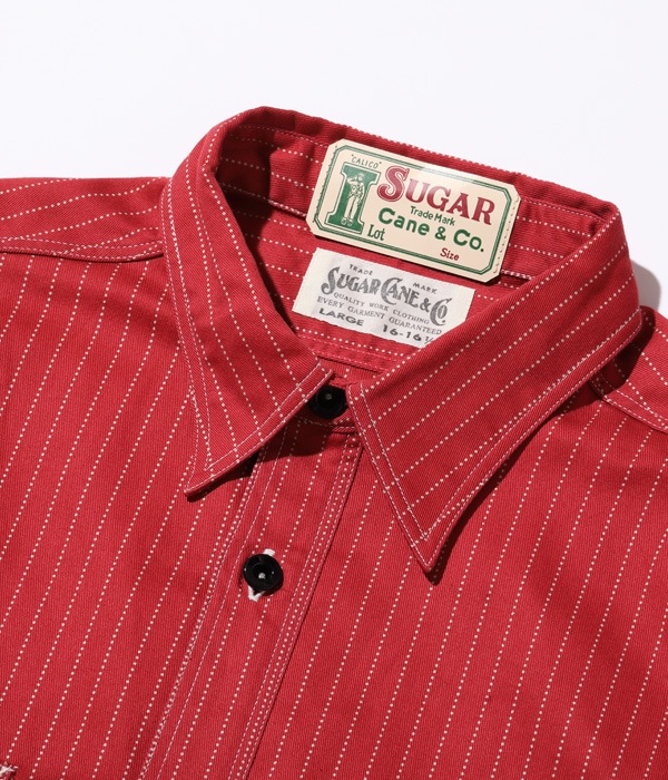 Lot No. SC28340 / FICTION ROMANCE 8.5oz. RED WABASH STRIPE WORK SHIRT (LONG SLEEVE)