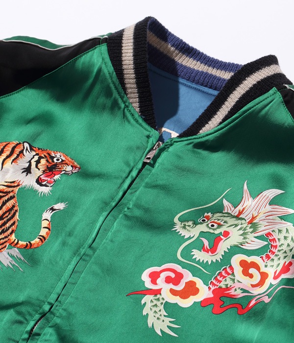 Lot No. TT14852-125 / Early 1950s Style Acetate Souvenir Jacket KOSHO & CO. Special Edition PHOENIX  TIGER (HAND PRINT) (Reversible Side)