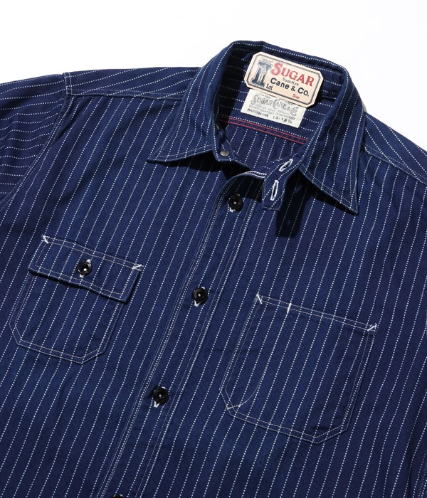 Lot No. SC25551 / FICTION ROMANCE 8.5oz. WABASH STRIPE WORK SHIRT (LONG SLEEVE)