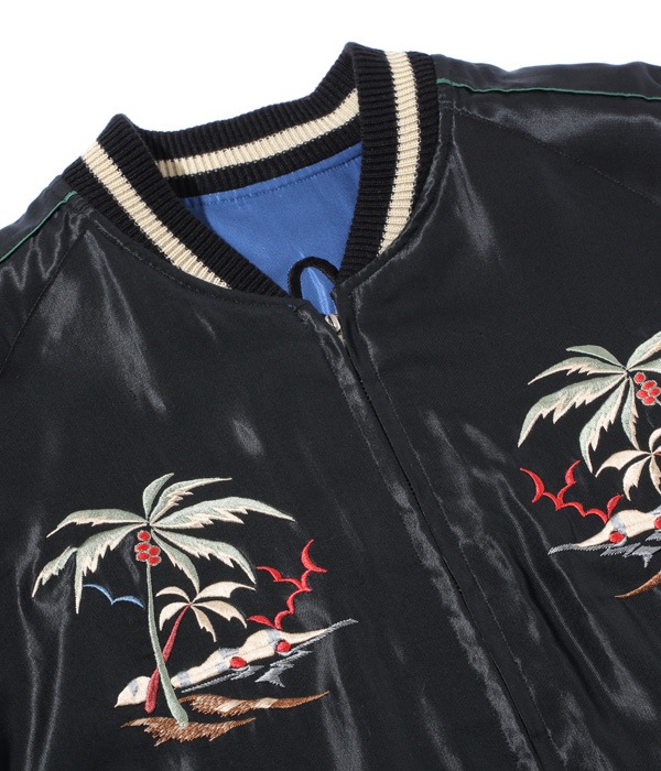 Lot No. TT15052-125 / Mid 1950s Style Acetate Souvenir Jacket ��BLACK TIGER�� �� ��ALOHA HAWAII��