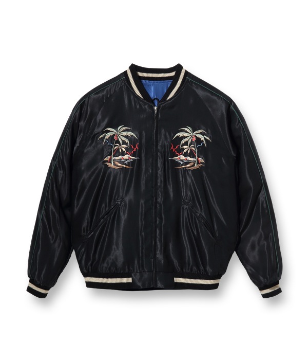 Lot No. TT15052-125 / Mid 1950s Style Acetate Souvenir Jacket ��BLACK TIGER�� �� ��ALOHA HAWAII��