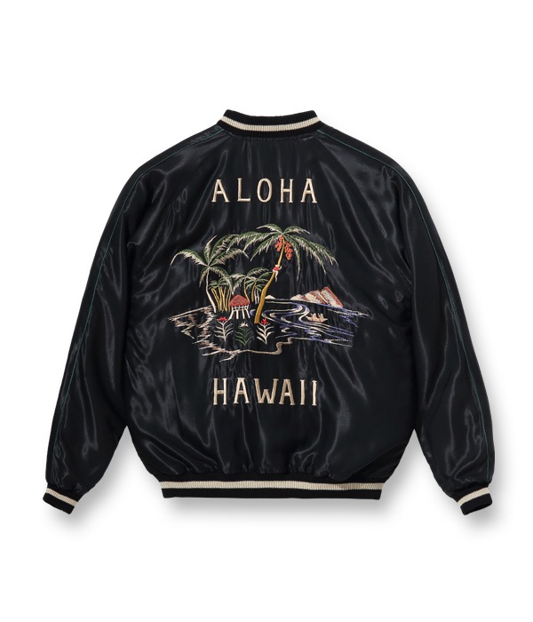 Lot No. TT15052-125 / Mid 1950s Style Acetate Souvenir Jacket ��BLACK TIGER�� �� ��ALOHA HAWAII��