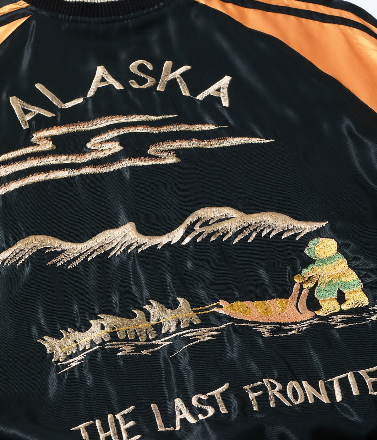 Lot No. TT15790-128 / Late 1950s Style Acetate Souvenir Jacket ��ALASKAN EAGLE�� �� ��DOG SLED��