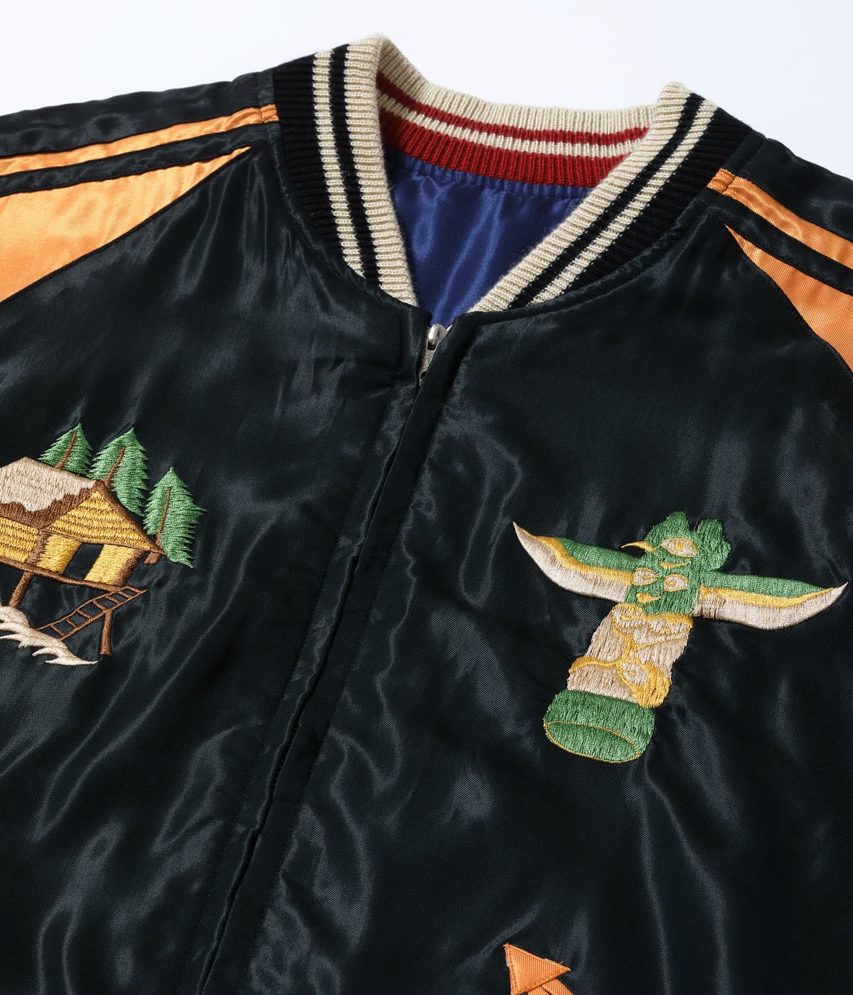 Lot No. TT15790-128 / Late 1950s Style Acetate Souvenir Jacket ��ALASKAN EAGLE�� �� ��DOG SLED��