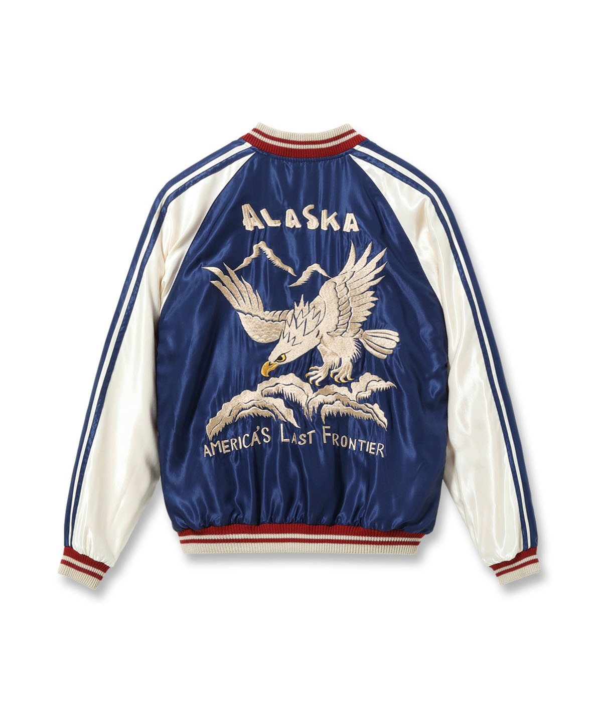 Lot No. TT15790-128 / Late 1950s Style Acetate Souvenir Jacket ��ALASKAN EAGLE�� �� ��DOG SLED��