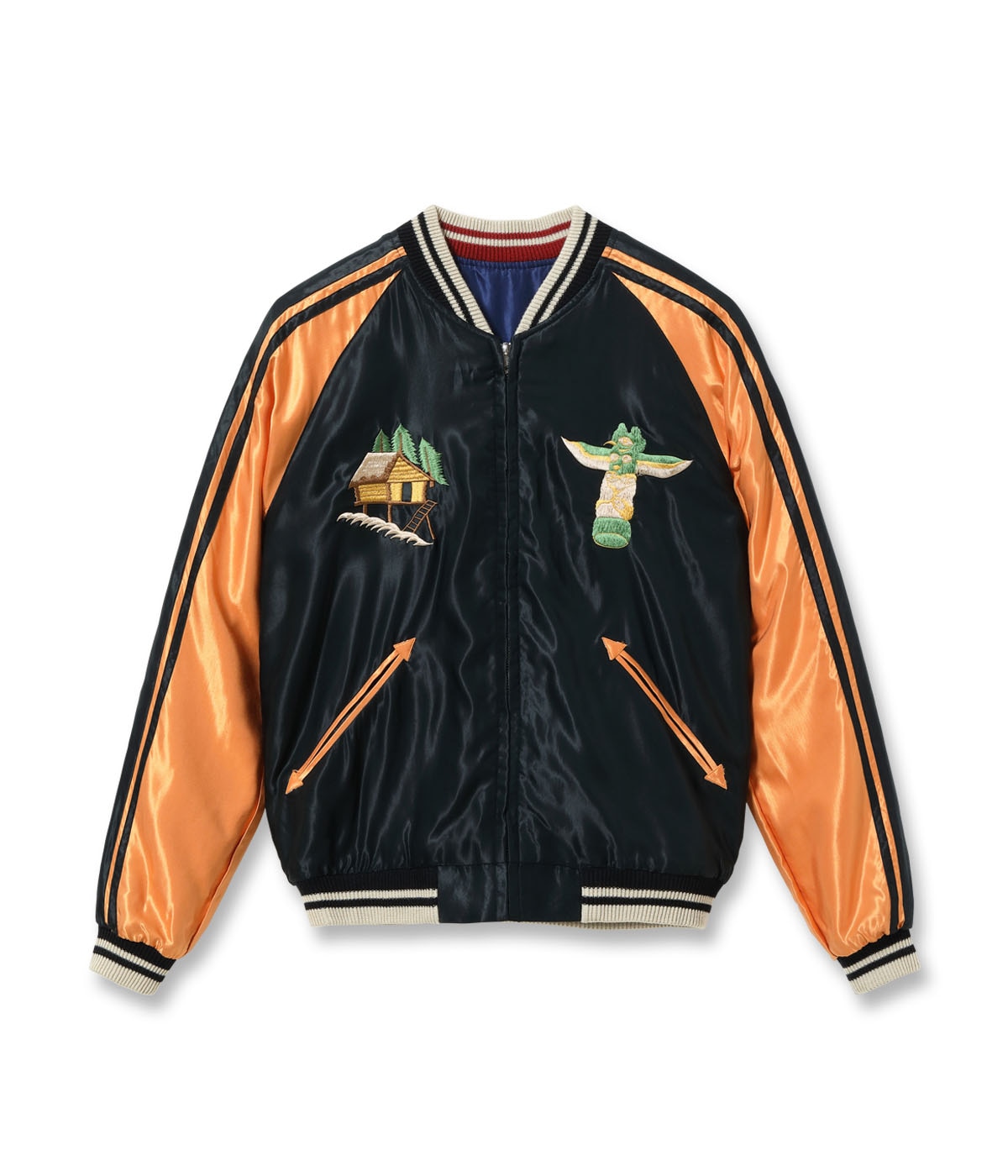 Lot No. TT15790-128 / Late 1950s Style Acetate Souvenir Jacket ��ALASKAN EAGLE�� �� ��DOG SLED��