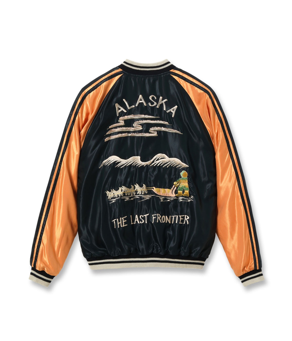 Lot No. TT15790-128 / Late 1950s Style Acetate Souvenir Jacket ��ALASKAN EAGLE�� �� ��DOG SLED��
