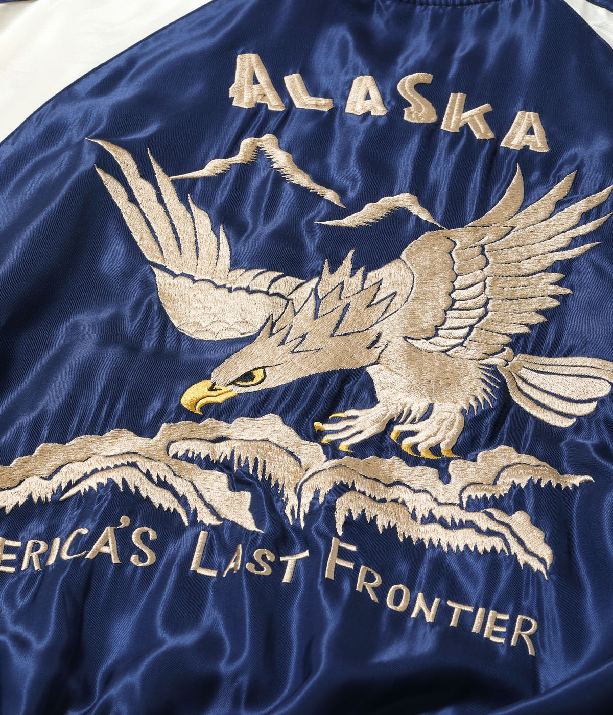 Lot No. TT15790-128 / Late 1950s Style Acetate Souvenir Jacket ��ALASKAN EAGLE�� �� ��DOG SLED��