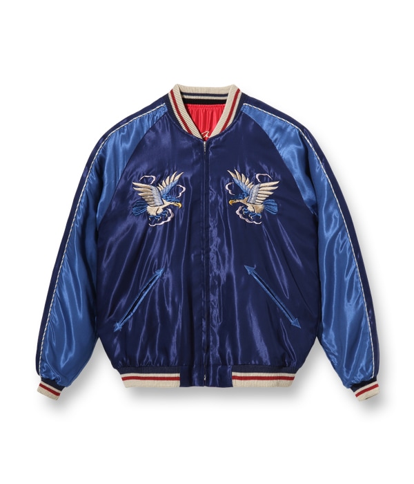 Lot No. TT15052-128 / Mid 1950s Style Acetate Souvenir Jacket BLUE EAGLE  DRAGON