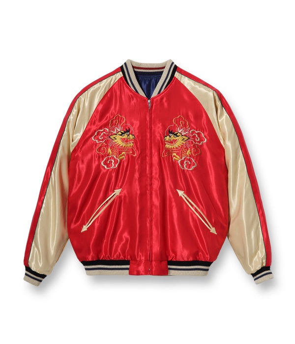 Lot No. TT15052-128 / Mid 1950s Style Acetate Souvenir Jacket BLUE EAGLE  DRAGON