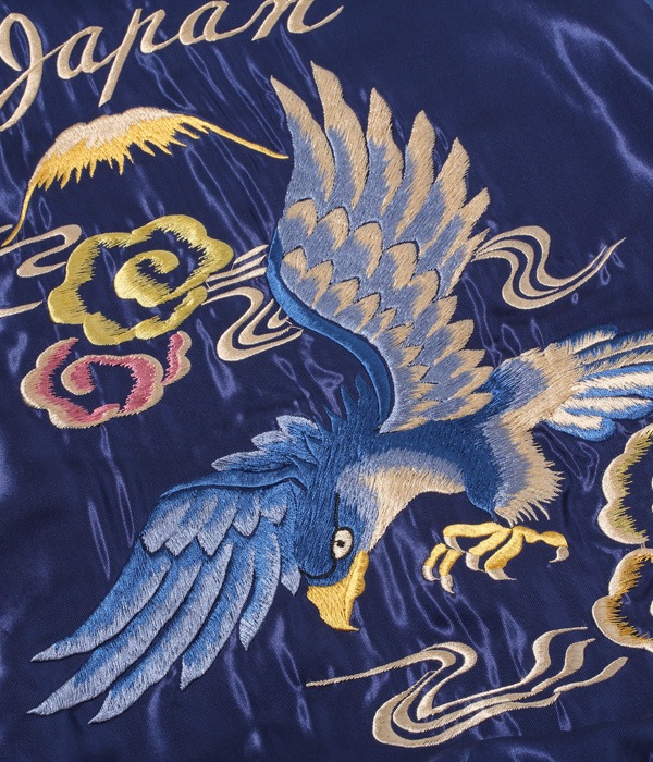 Lot No. TT15052-128 / Mid 1950s Style Acetate Souvenir Jacket BLUE EAGLE  DRAGON