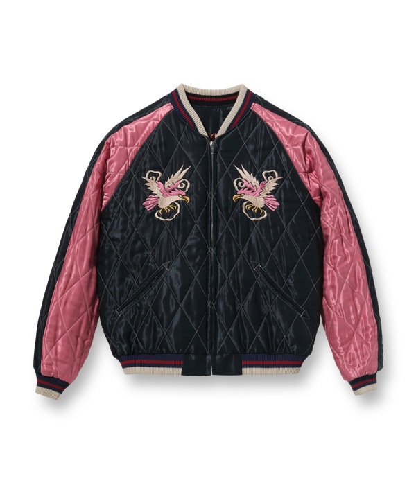 Lot No. TT15174-119 / Early 1950s Style Acetate Quilted Souvenir Jacket ��EAGLE�� �� ��DRAGON & TIGER��