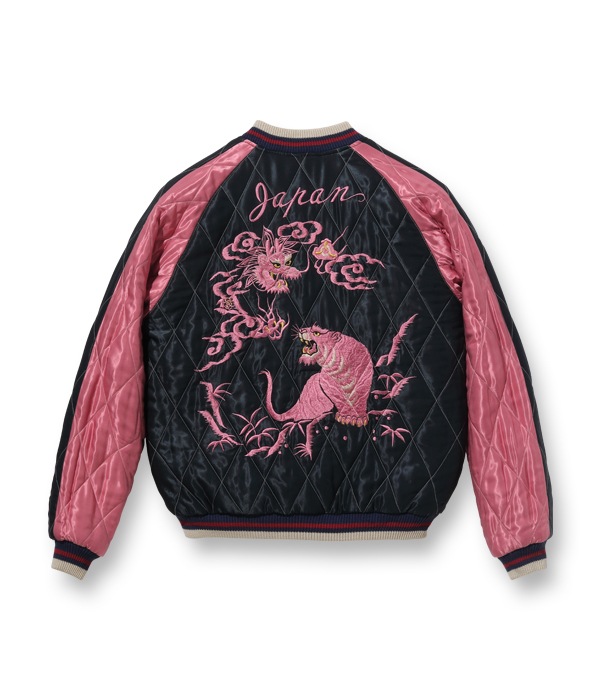 Lot No. TT15174-119 / Early 1950s Style Acetate Quilted Souvenir Jacket ��EAGLE�� �� ��DRAGON & TIGER��