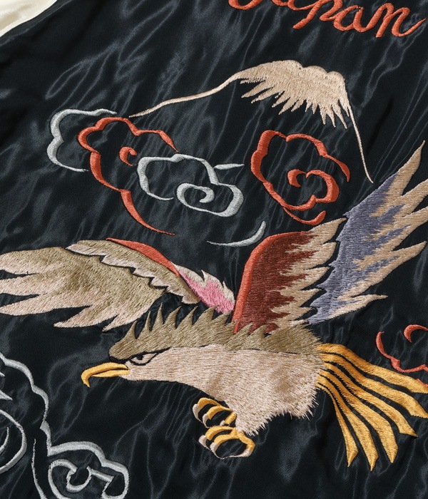 Lot No. TT15174-119 / Early 1950s Style Acetate Quilted Souvenir Jacket ��EAGLE�� �� ��DRAGON & TIGER��