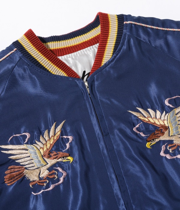 Lot No. TT15273-128 / Early 1950s Style Acetate Souvenir Jacket EAGLE  DRAGON & TIGER