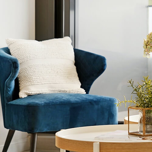 一人掛けソファ ブルー