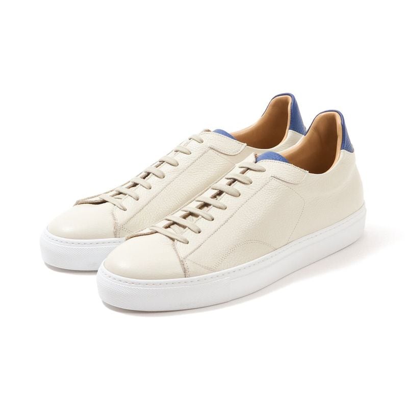 トレーディングポスト CS-LOW WHITE/BLUE レザースニーカー メンズ