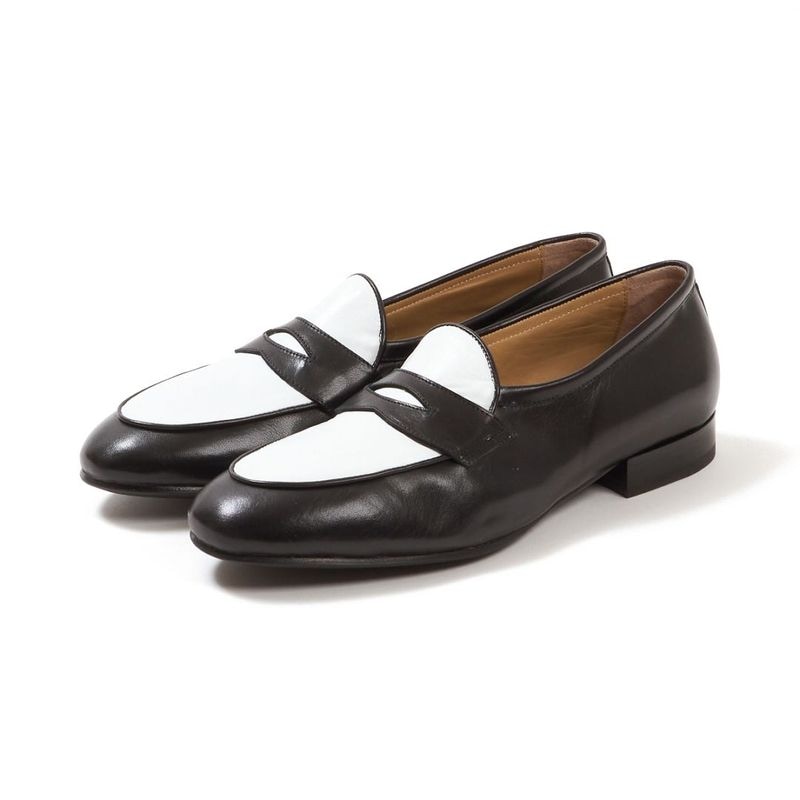 トレーディングポスト LUPO BLACK+WHITE コンビローファー メンズ