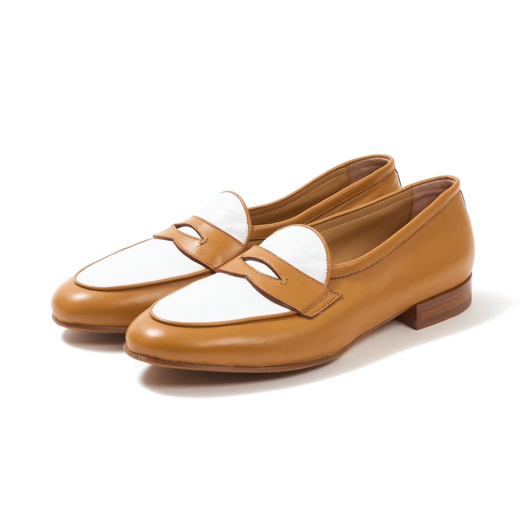 トレーディングポスト LUPO BROWN/WHITE コンビローファー メンズ