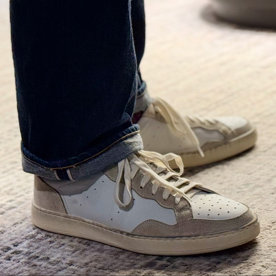 エリア・マウリッツィ SIMONEVINTAGE GEYSER+BIANCO+OLTREMARE+VINTAGE レザースニーカー メンズ