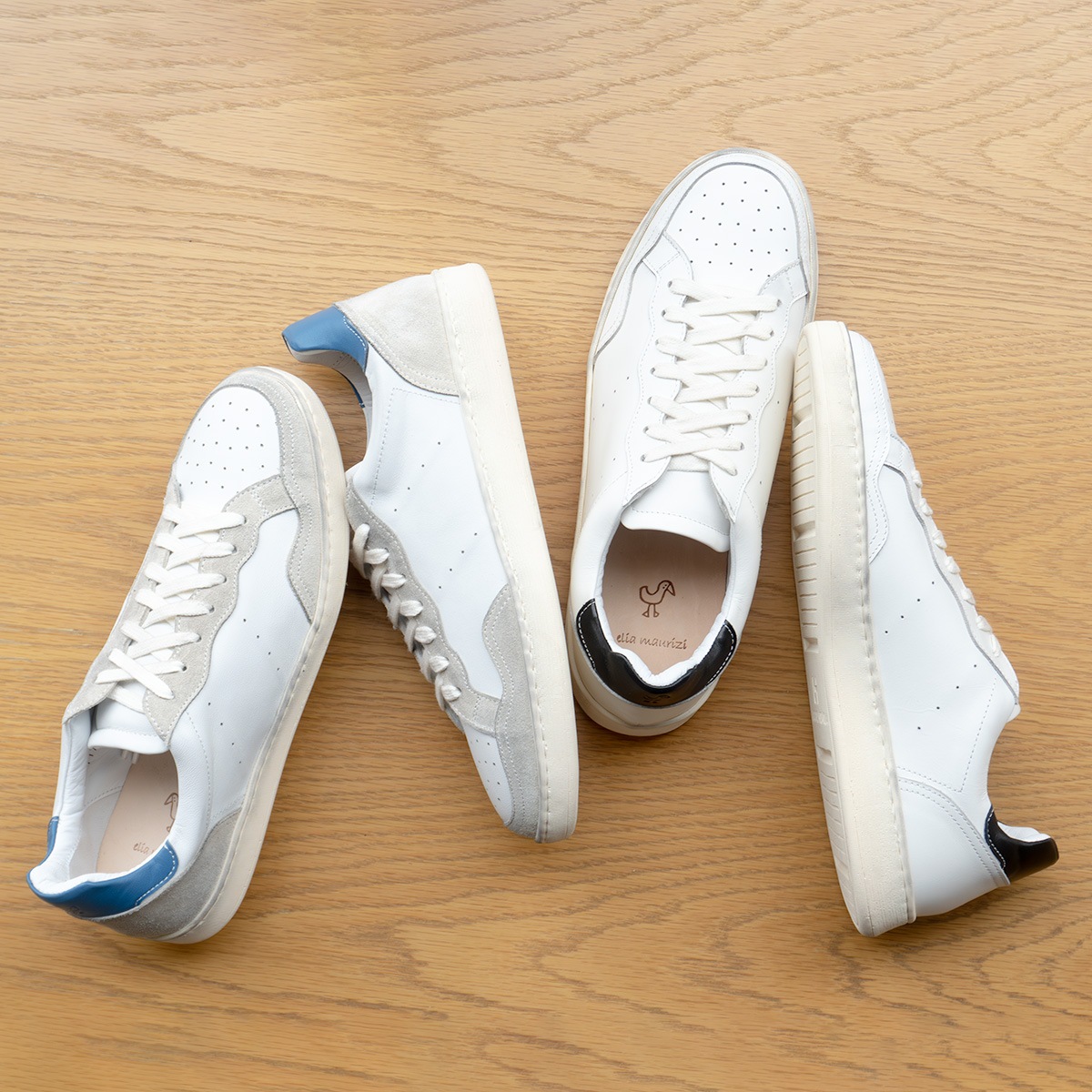 エリア・マウリッツィ SIMONEVINTAGE GEYSER+BIANCO+OLTREMARE+VINTAGE レザースニーカー メンズ