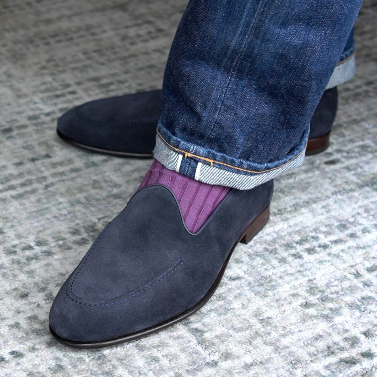 カルミーナ 580759 NAVY ヴァンプローファー メンズ