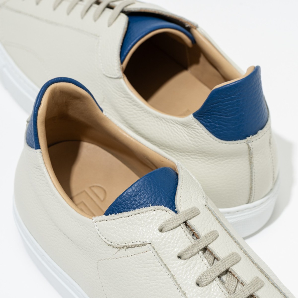 トレーディングポスト CS-LOW WHITE/BLUE レザースニーカー メンズ