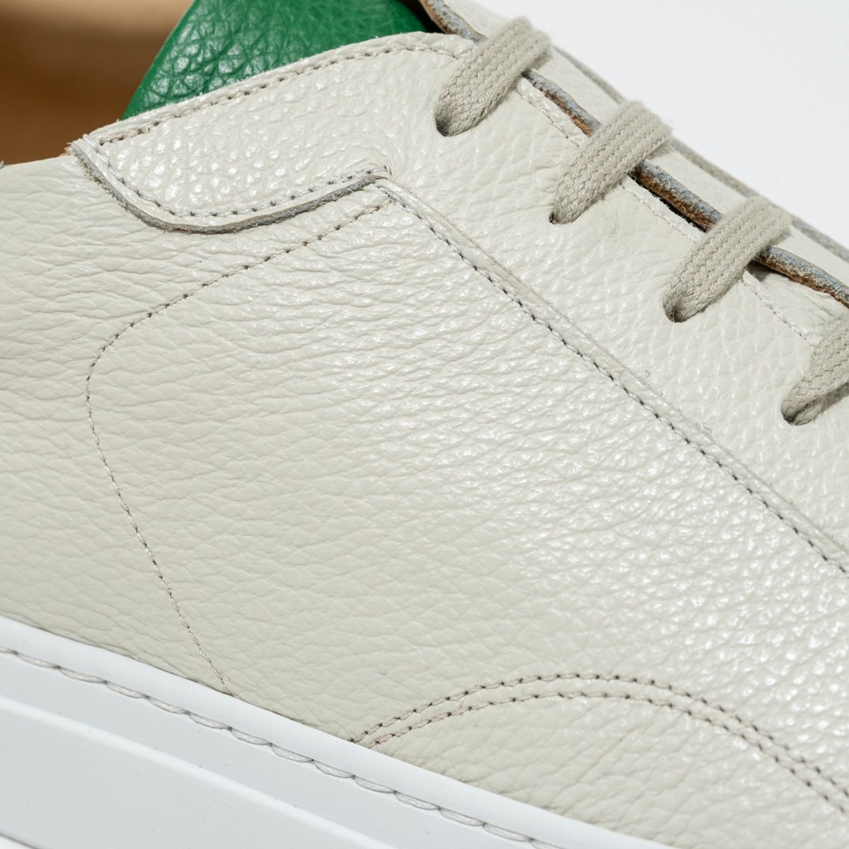 トレーディングポスト CS-LOW WHITE/GREEN レザースニーカー メンズ