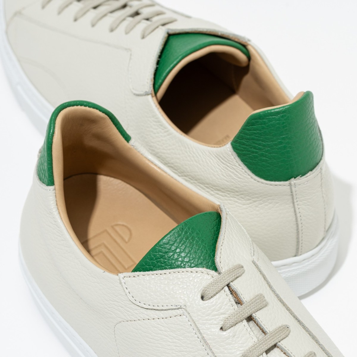 トレーディングポスト CS-LOW WHITE/GREEN レザースニーカー メンズ