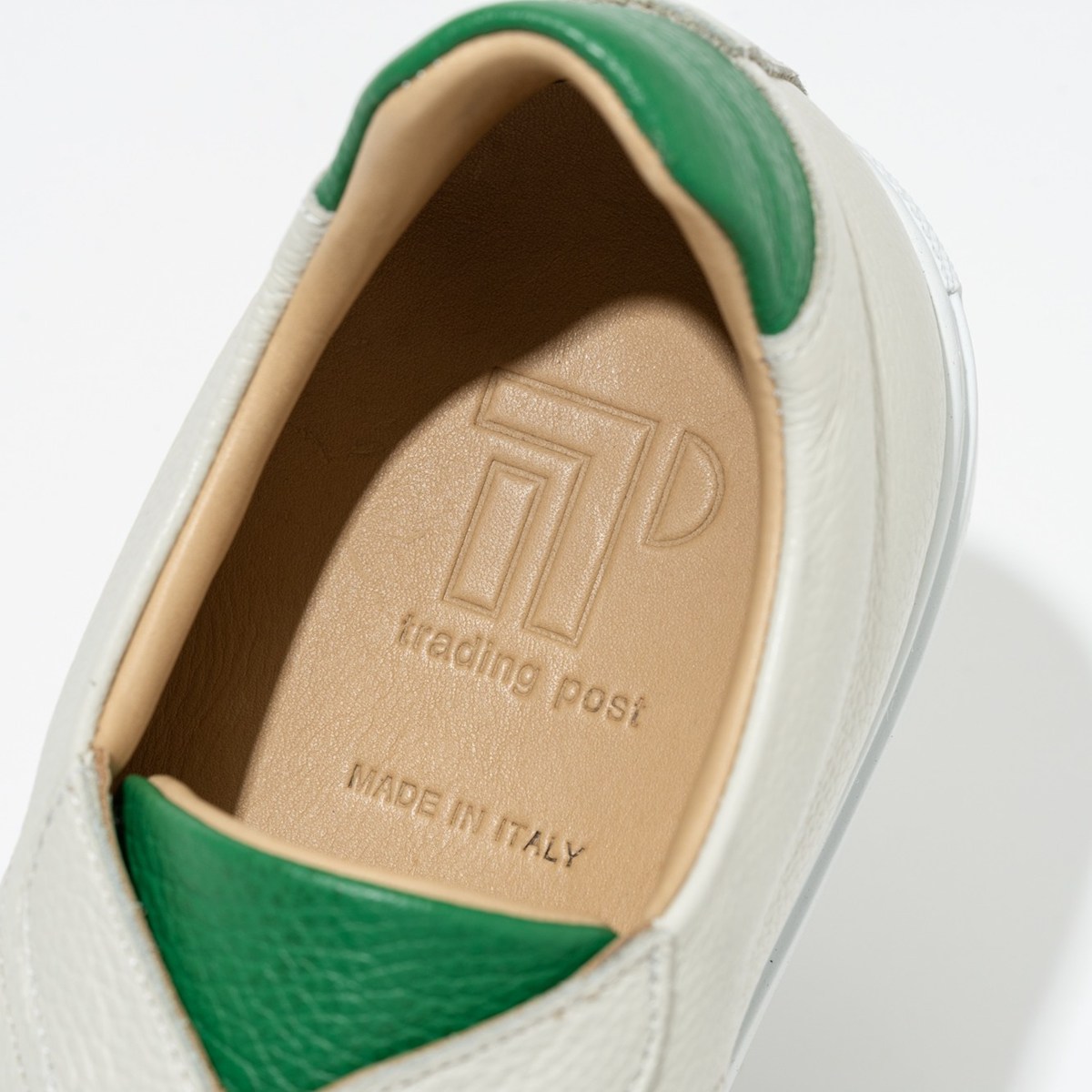 トレーディングポスト CS-LOW WHITE/GREEN レザースニーカー メンズ