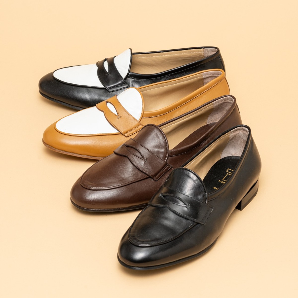 トレーディングポスト LUPO BROWN/WHITE コンビローファー メンズ