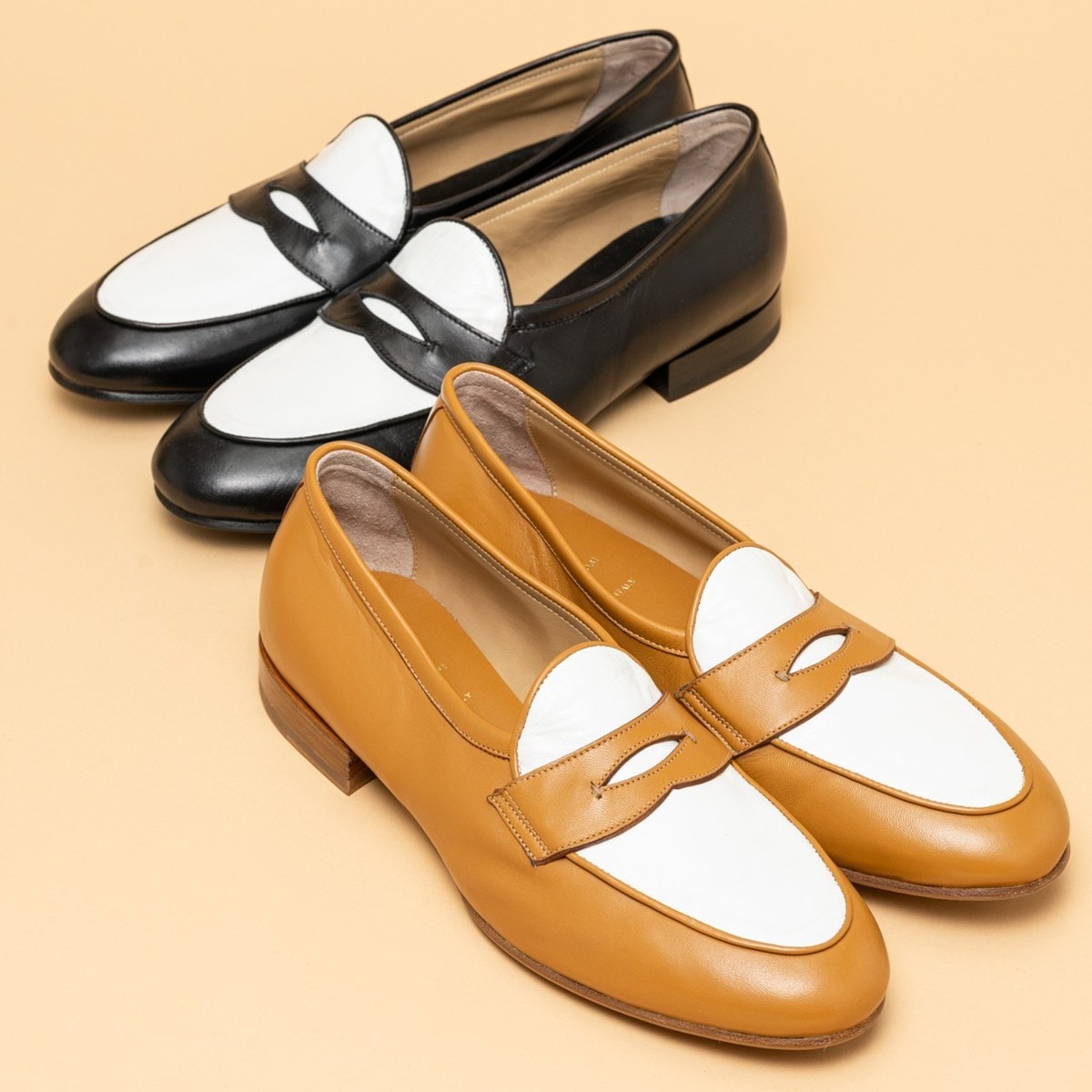 トレーディングポスト LUPO BROWN/WHITE コンビローファー メンズ