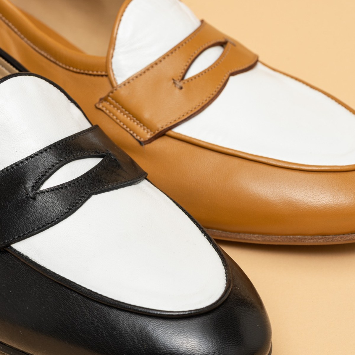 トレーディングポスト LUPO BROWN/WHITE コンビローファー メンズ