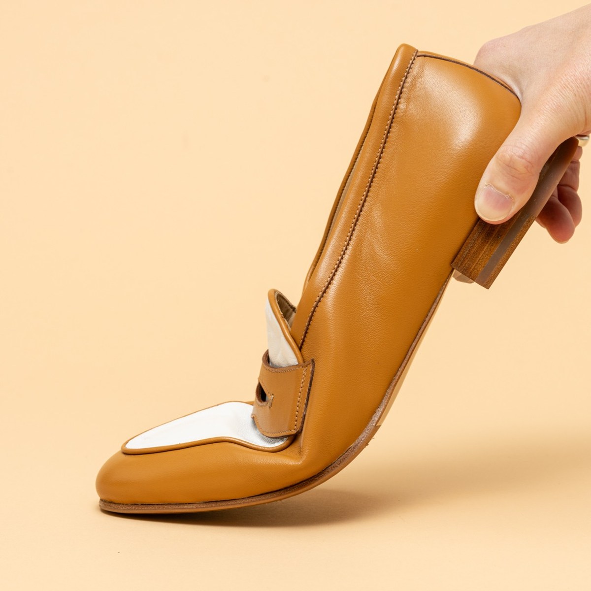 トレーディングポスト LUPO BROWN/WHITE コンビローファー メンズ