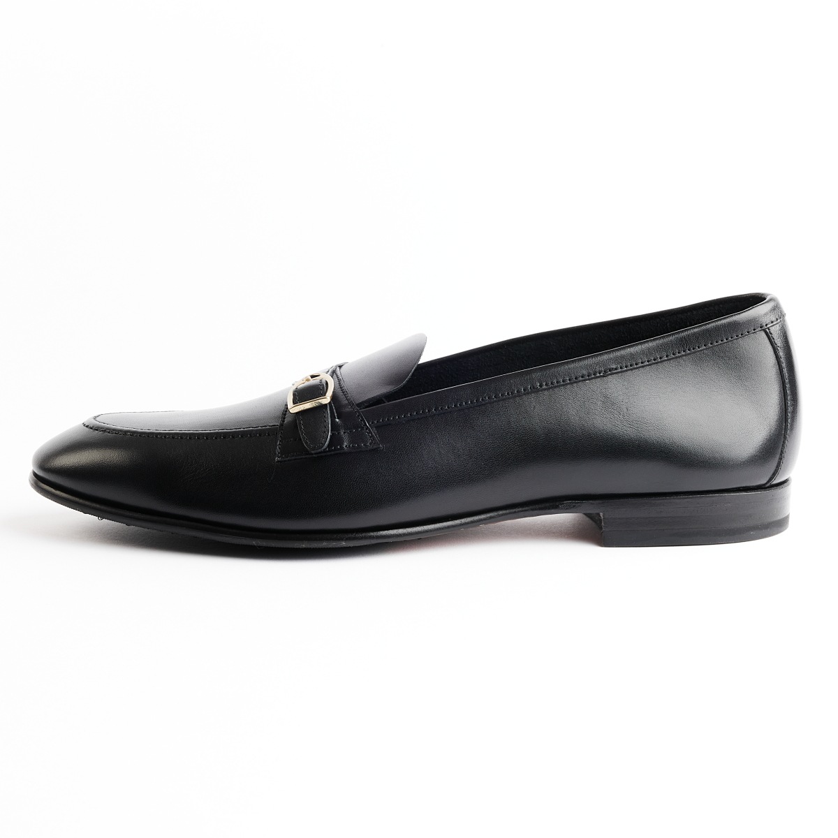 カルミーナ ADJ580931001 BLACK ストラップローファー メンズ