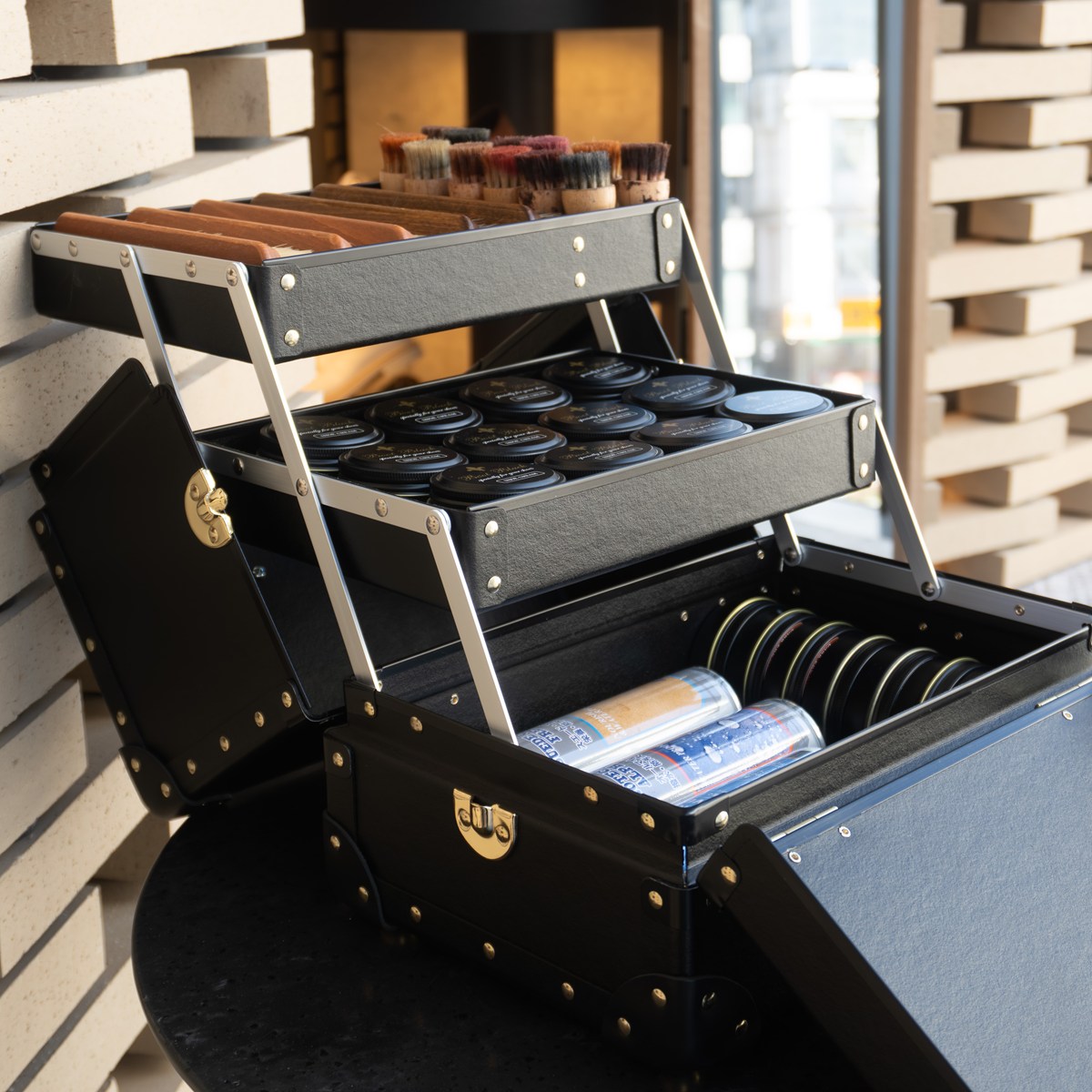 タイムボイジャー シューケア用品収納ボックス BLACK メンテナンス