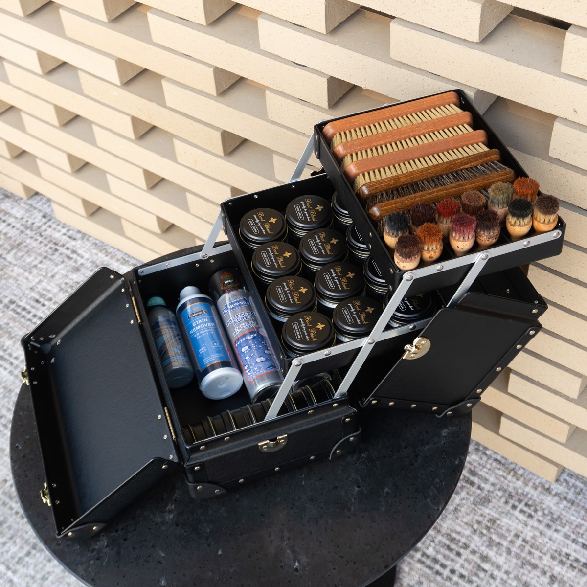 タイムボイジャー メンテナンスボックス シューケアボックス タイムボイジャー シューケア用品収納ボックス BLACK メンテナンス