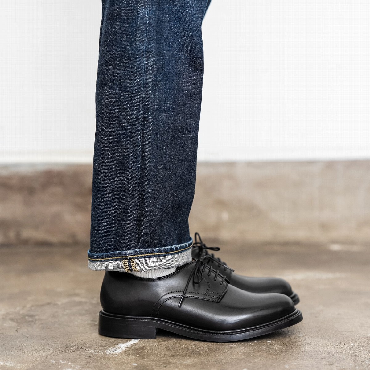 トレーディングポスト 2101 BLACK プレーントゥ メンズ