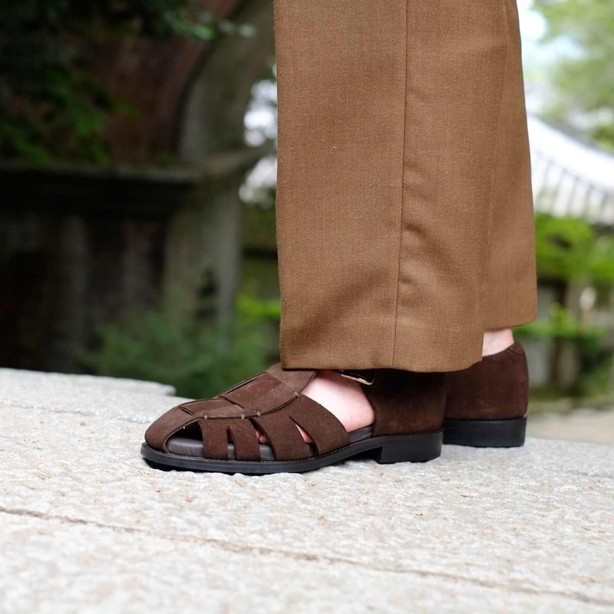 【使用少　美品】トレーディングポスト　グルカサンダル　シューツリー付き トレーディングポスト CBV1626 DARKBROWN グルカサンダル メンズ