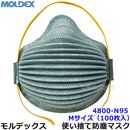 モルデックス 使い捨て式防じんマスク 4800 N95 Mサイズ (100枚入) 正規品 MOLDEX 有機ガス対応 スマートストラップ式 Airwave 【PM2.5 防塵 作業 工事 医療用 粉塵